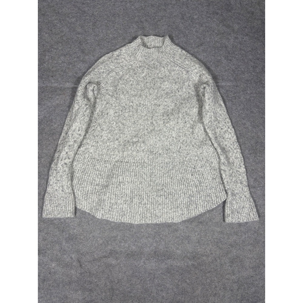 MAX STUDIO Gray Speckled Mock Neck Sweater Peplum Hem Women Large